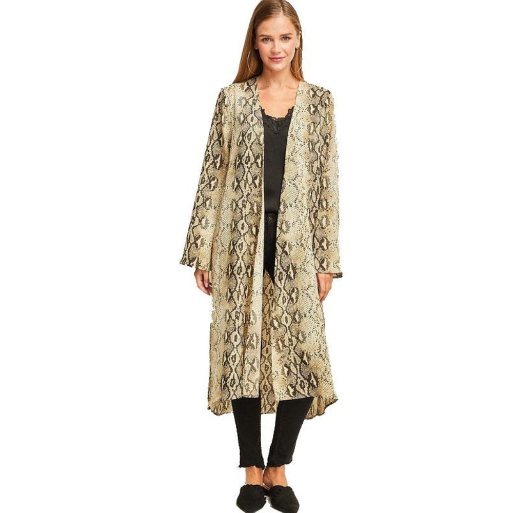 Steffie Kimono Snake Print Long Sleeves